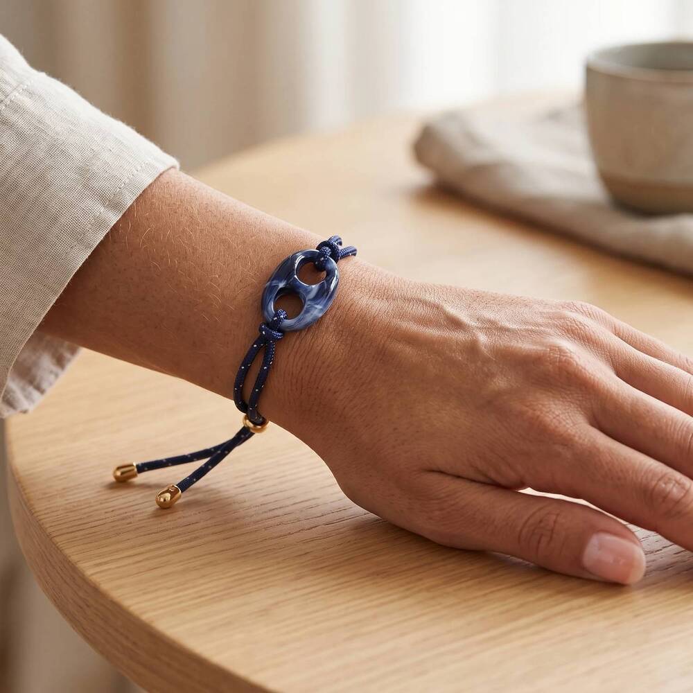 NEW MACRAE & CO chalet corded bracelet in navy